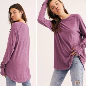 Anthropologie WE THE FREE ARDEN EXTRA LONG COTTON TOP IN PLUM Blossom Sz XS